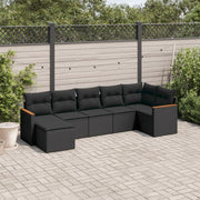 Loungeset 7-delig poly rattan zwart