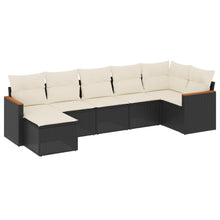 7-Delige Loungeset Met Kussens Poly Rattan Zwart