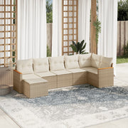 Loungeset 7-delig poly rattan beige