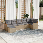 Loungeset 7-delig poly rattan gemengd beige