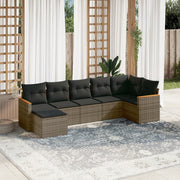 Loungeset 7-delig poly rattan grijs