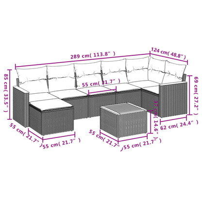 8-Delige Loungeset Met Kussens Poly Rattan Zwart