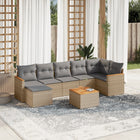 8-Delige Loungeset Met Kussens Poly Rattan Gemengd Beige