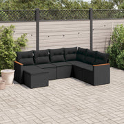 Loungeset 7-delig poly rattan zwart