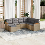 Loungeset 7-delig poly rattan gemengd beige