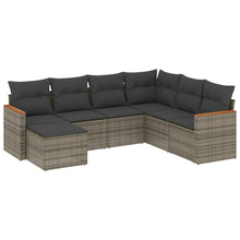 7-Delige Loungeset Met Kussens Poly Rattan Grijs