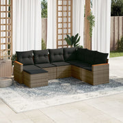 Loungeset 7-delig poly rattan grijs