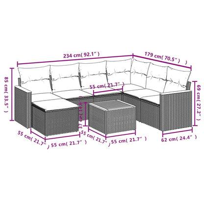 8-Delige Loungeset Met Kussens Poly Rattan Grijs