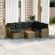 Loungeset 8-delig poly rattan grijs