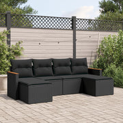 Loungeset 6-delig poly rattan zwart
