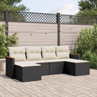 6-piece Lounge Set with cushions poly rattan black