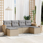 6-Delige Loungeset Met Kussens Poly Rattan Gemengd Beige