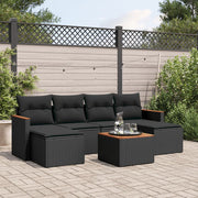Loungeset 7-delig poly rattan zwart