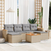 Loungeset 7-delig poly rattan gemengd beige