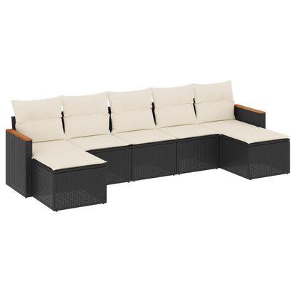 7-Delige Loungeset Met Kussens Poly Rattan Zwart