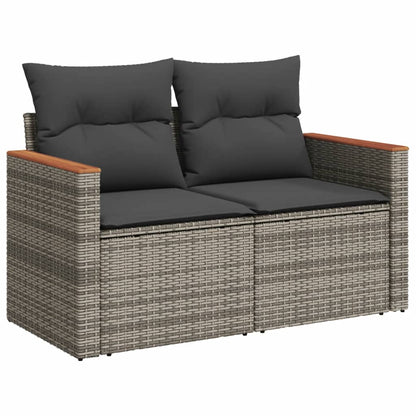 7-Delige Loungeset Met Kussens Poly Rattan Grijs
