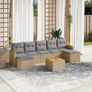 Loungeset 8-delig poly rattan gemengd beige