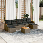 Loungeset 8-delig poly rattan grijs