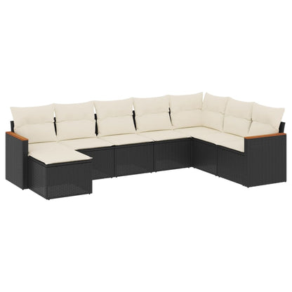 8-Delige Loungeset Met Kussens Poly Rattan Zwart
