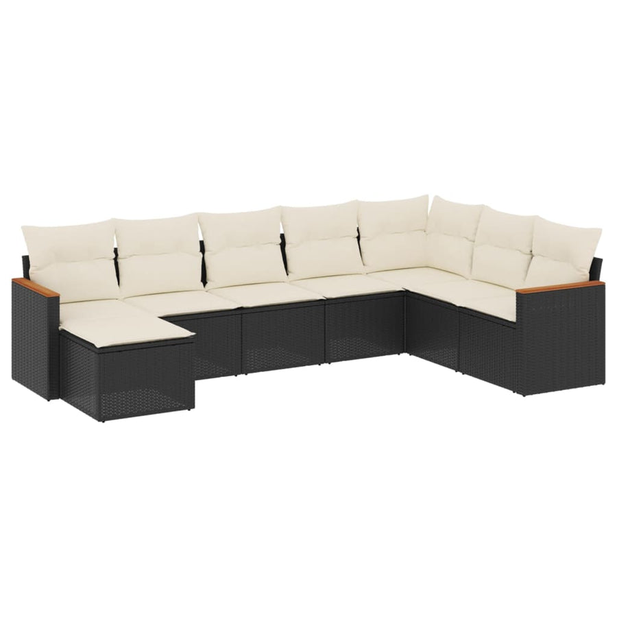 8-Delige Loungeset Met Kussens Poly Rattan Zwart