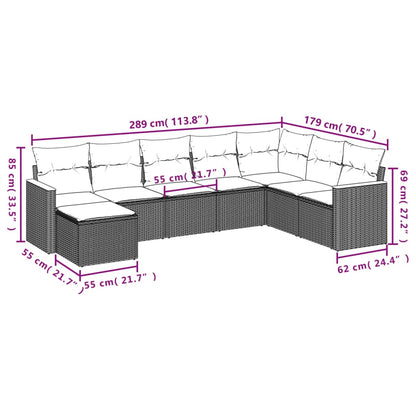 8-Delige Loungeset Met Kussens Poly Rattan Zwart