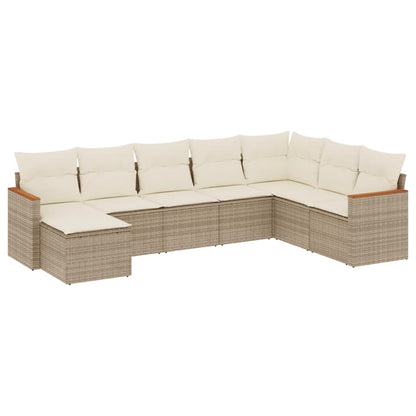 8-Delige Loungeset Met Kussens Poly Rattan Beige
