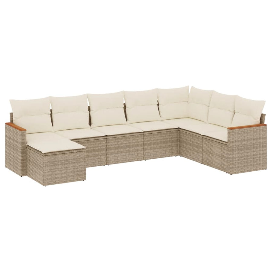 8-Delige Loungeset Met Kussens Poly Rattan Beige