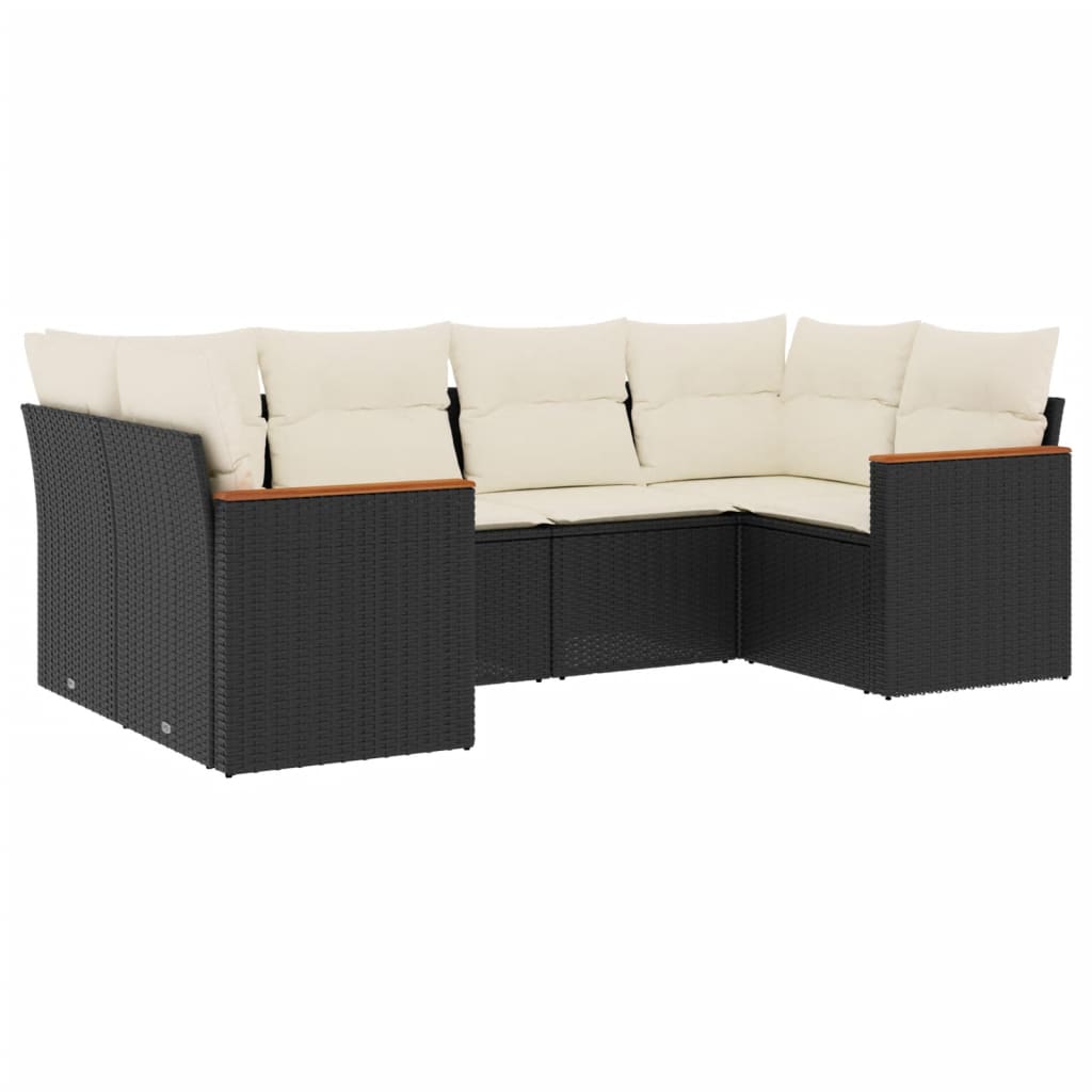 6-Delige Loungeset Met Kussens Poly Rattan Zwart