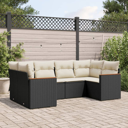 6-Delige Loungeset Met Kussens Poly Rattan Zwart