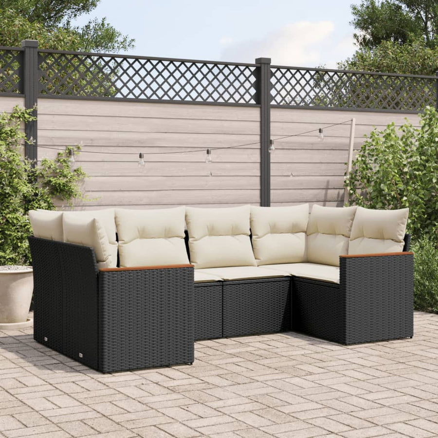 6-Delige Loungeset Met Kussens Poly Rattan Zwart