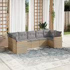 7-Delige Loungeset Met Kussens Poly Rattan Gemengd Beige