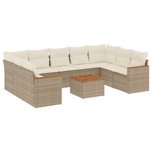10-Delige Loungeset Met Kussens Poly Rattan Beige