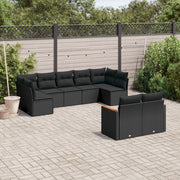 Loungeset 9-delig poly rattan zwart