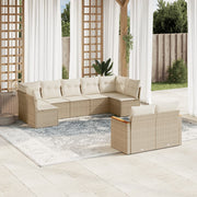 Loungeset 9-delig poly rattan beige