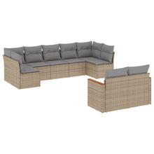 9-Delige Loungeset Met Kussens Poly Rattan Gemengd Beige