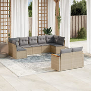 Loungeset 9-delig poly rattan gemengd beige