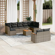Loungeset 10-delig poly rattan grijs