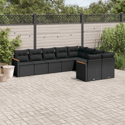 Loungeset 9-delig poly rattan zwart