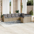 9-piece Lounge Set with cushions poly rattan mixed beige