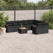 Loungeset 10-delig poly rattan zwart