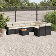 Loungeset 10-delig poly rattan zwart