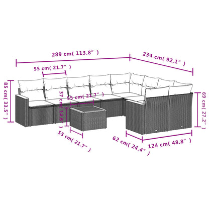 10-Delige Loungeset Met Kussens Poly Rattan Beige