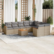 Loungeset 10-delig poly rattan gemengd beige