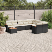 Loungeset 10-delig poly rattan zwart