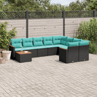 10-piece garden lounge set with cushions black poly rattan