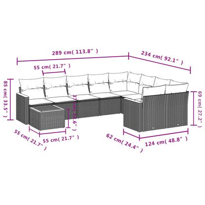 10-Delige Loungeset Met Kussens Poly Rattan Gemengd Beige