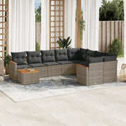 Loungeset 10-delig poly rattan grijs