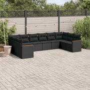 Loungeset 10-delig poly rattan zwart