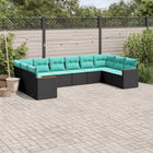 10-piece garden lounge set with cushions black poly rattan