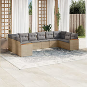 Loungeset 10-delig poly rattan gemengd beige